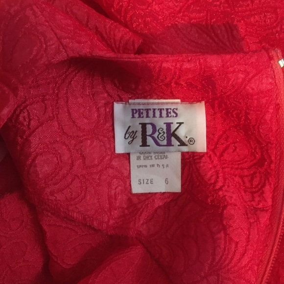 R&K Petites Red Textured Rosette Formal Dress 6P - Picture 10 of 12